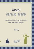 Felicitatie geboorte met walvis, vuurtoren en kader 3
