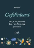Felicitatie kaartje met bloemen en vogels 3