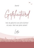 Felicitatie met silhouet meisje en bloemen op bakfiets 3