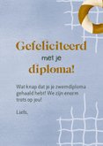 Felicitatie voor zwemdiploma met zwembad en duikbril 3