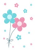 Felicitatie zwangerschap met roze en blauwe bloem ballonnen 2