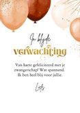 Felicitatiekaart baby op komst ballonnen confetti goud 3