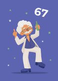 Felicitatiekaart disco groovy pensioen man gefeliciteerd 67 2