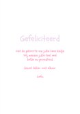 Felicitatiekaart geboorte meisje grappig boek roze paars 3