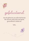 Felicitatiekaart geboorte meisje wiegje met vlinders 3