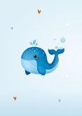 Felicitatiekaart geboorte van jongen met walvis 2