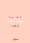 Felicitatiekaart met beer en beschuit met roze muisjes 3