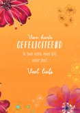 Felicitatiekaart met kroonkraanvogel en bloemen 3