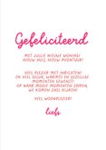 Felicitatiekaart nieuwe woning voordeur roze 3