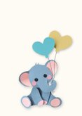 Felicitatiekaart olifantje met ballonnen jongen 2