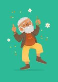 Felicitatiekaart pensioen grappig hippie cartoon peace 2