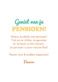 Felicitatiekaart pensioen grappig hippie cartoon peace 3