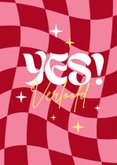 Felicitatiekaart verloofd hip roze ruitjes 'She said yes' 2
