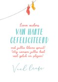 Felicitatiekaart voor geboorte met een baby aan de waslijn 3