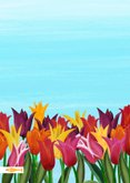 Felicitatiekaart voor huwelijksdag met tulpen en cijfer 2