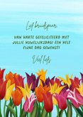 Felicitatiekaart voor huwelijksdag met tulpen en cijfer 3