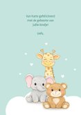 Felicitatiekaartje geboorte kindje dieren kleine hartjes 3
