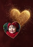 Foto kerstkaart met sprankelend hart van glitters 2
