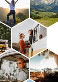 Fotocollage vakantiekaart met hexagon foto's 2