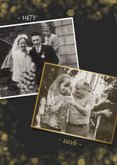 Fotokaart met uitnodiging gouden huwelijk confetti 2