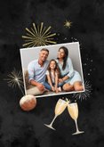 Fotokaart nieuwjaar vuurwerk oliebollen champagne foto 2