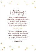 Fotokaart uitnodiging pensioen party gouden confetti & foto 3