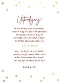 Fotokaart uitnodiging pensioen party gouden confetti & foto 3