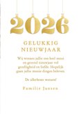 Fotokaartje nieuwjaar met jaartal kerstballen in goudlook 3