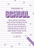 Fotokaartje veel plezier op school paars met potloden 3