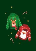 Foute kerstkaart humor grappig foto's kerst sweaters groen 2