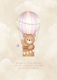 Geboortekaartje beertje in luchtballon vlinders en hartjes 2