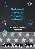 Geboortekaartje jongen foto krijtbord sterren 2