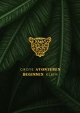 Geboortekaartje jungle bladeren met silhouet panter goud 2