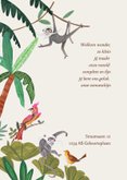 Geboortekaartje jungle dieren met aapjes en vogels 2