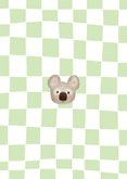 Geboortekaartje met koala met hip blokjespatroon Achterkant