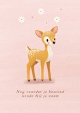 Geboortekaartje met lief staand hertje met madeliefjes 2