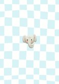 Geboortekaartje met olifant en hip blokjespatroon Achterkant