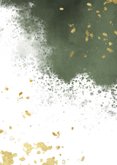 Geboortekaartje spetters goud met groene waterverf Achterkant