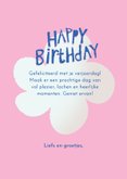 Geïllustreerde verjaardagskaart met vrolijke bloemen 3
