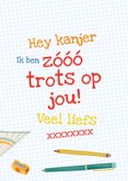 Geslaagd-kaart met foto en schoolspullen 3