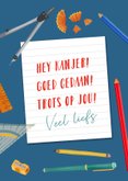 Geslaagd-kaart met geodriehoek en passer 3