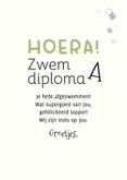 Geslaagd kaart zwemdiploma A grappige kikker 3