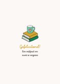 Geslaagdkaart geïllustreerd meisje met roos en boeken 2