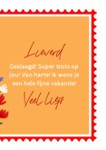 Geslaagdkaart in postzegelvorm met rood-wit-blauwe bloemen 3