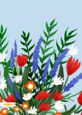 Geslaagdkaart met naamkaartje en boeket in rood-wit-blauw 2