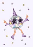 Gezellige verjaardagskaart met dansende discobal 2