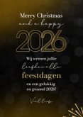 Goud nieuwjaarskaart 2026 grafisch stijlvol sterren goud 3