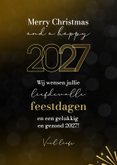 Goud nieuwjaarskaart 2027 grafisch stijlvol sterren goud 3