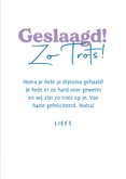 Grappig paarse geslaagdkaartje met pauw zo trots 3