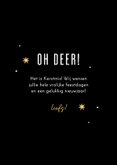 Grappige foto kerstkaart Oh deer! met gouden sterren 3